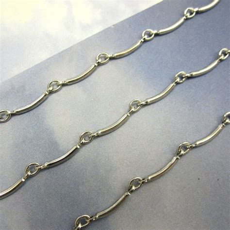 Silver Chain Large Curved Bar Chain Large Plated Brass