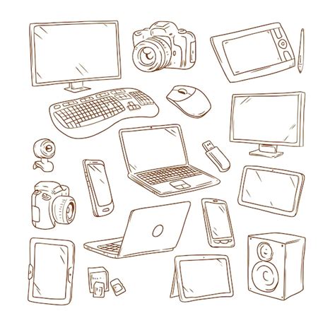 Gadgets Dibujados A Mano Vector De Dibujos Dibujados Vector Premium