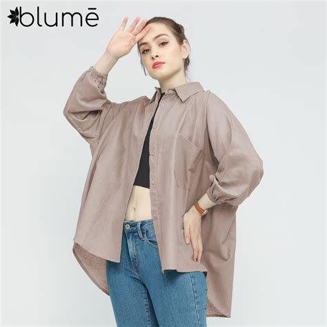 Jual Blume Peony Blouse Kemeja Oversize Basic Outer Atasan