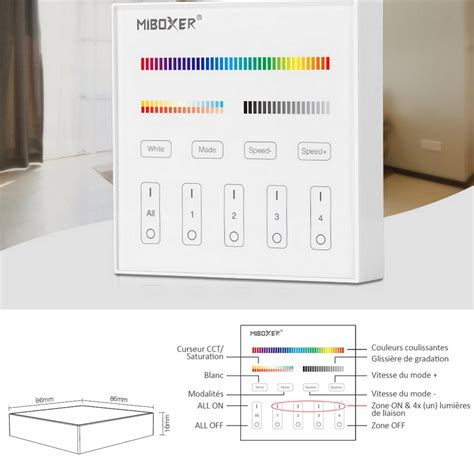 T L Commande Murale Radio Ghz Zones Pour Ruban Led Rgb Cct