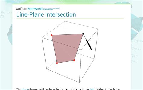 Line Plane Intersection From Wolfram Mathworld