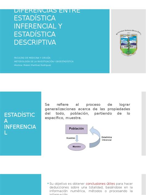 Diferencias Entre Estadística Inferencial Y Estadística Descriptiva Pdf Inferencia