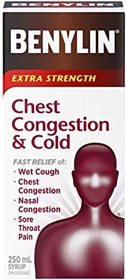 Benylin Extra Strength Chest Congestion And Cold Syrup Relieves Wet Cough And Sore Throat Pain