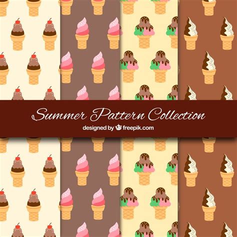 Patrones Decorativos Con Helados Sabrosos En Dise O Plano Vector Gratis