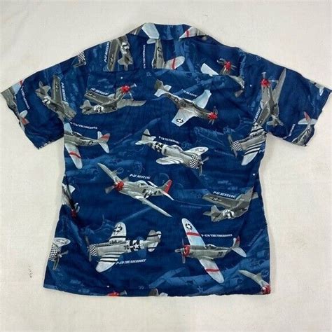 Rjc Vintage Hawaiian Fighter Jet Planes Button Down S… Gem