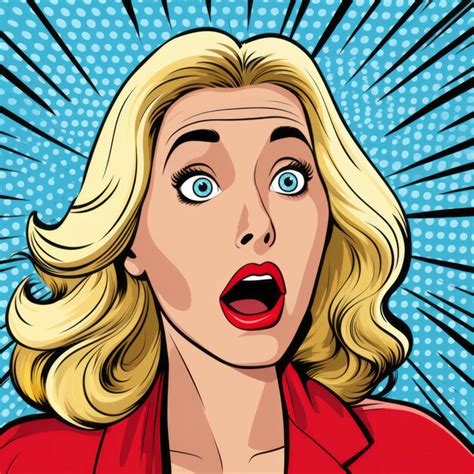 Premium Photo Shocked Blonde Woman Pop Art Illustration With Intense Emotion