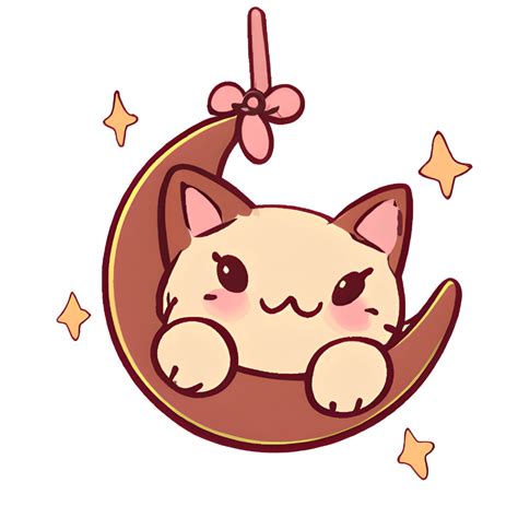 Cute Kawaii Chibi Cat Cradle Moon Clipart · Creative Fabrica