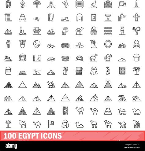 Egypt Icons Set Outline Illustration Of Egypt Icons Vector Set