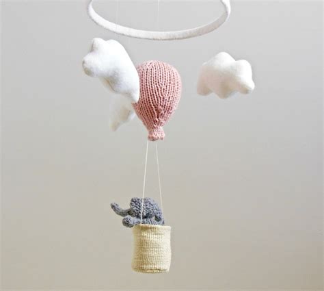 Elephant Baby Mobile Hot Air Balloon Mobile Elephant Nursery Etsy
