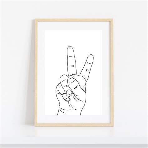 Peace Out Peace Fingers Peace Sign Hand Gesture Line Art Print - Etsy