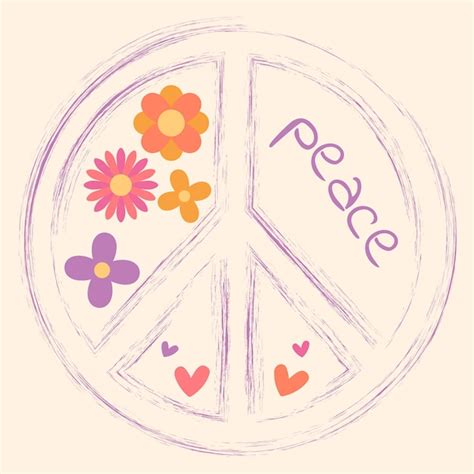 Premium Vector Icon Sticker In Hippie Style With Peace Sign Text