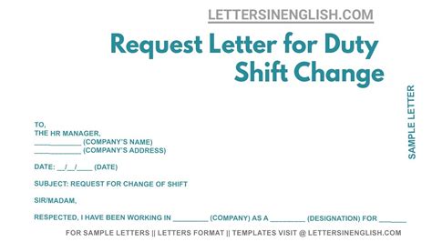 Request Letter For Duty Shift Change Sample Letter Of Request For