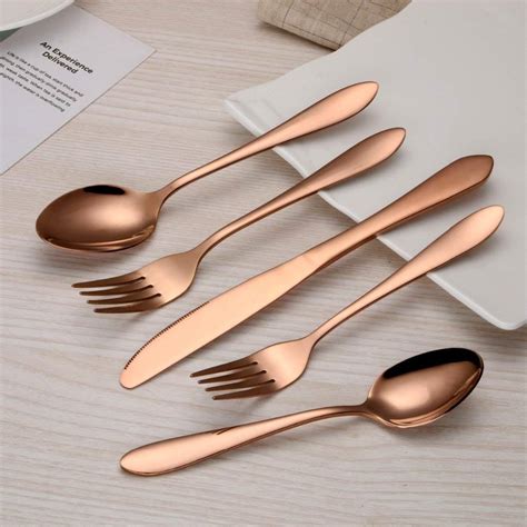 CLASSIK Mirror Polished 30 Piece Rose Gold Flatware Set Urban Kitchen