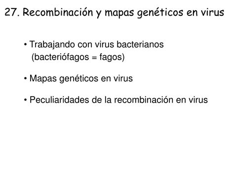 PPT Tema 27 Recombinación y mapas genéticos en virus PowerPoint