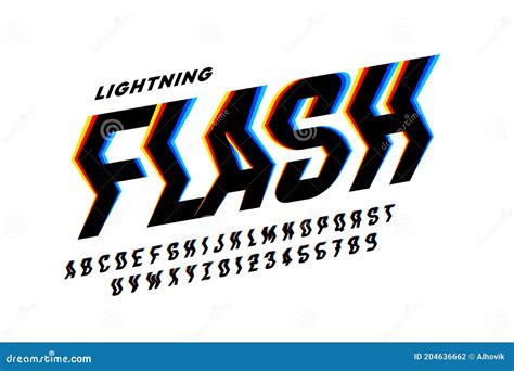 Lightning Flash Style Font Stock Vector Illustration Of Bolt 204636662