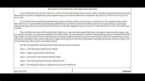 TRB Polytechnic Answer Key 2021 Out TN TRB Lecturer Sheet YouTube