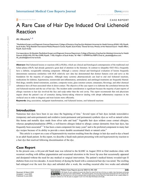 Pdf A Rare Case Of Hair Dye Induced Oral Lichenoid Reaction