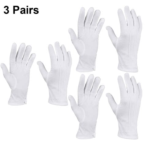 3 Pairs Gloves White Parade Costume Gloves For Police Formal Tuxedo Honor Guard And Special