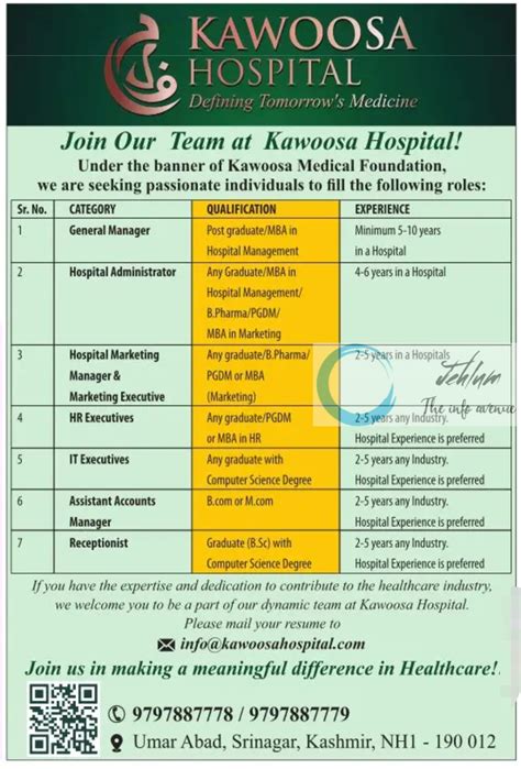 Kawoosa Hospital Srinagar Jobs Openings 2024 Jehlum The Info Avenue