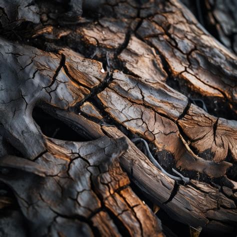 Premium Photo A Close Up View Of A Burnt Tree Trunk