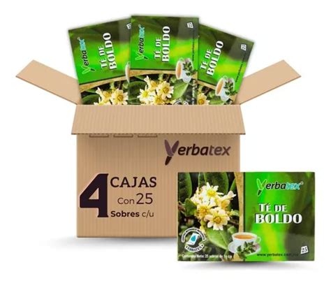 Pack 4 Té De Boldo Caja Con 25 Sobres De 1 Gr Yerbatex en venta en