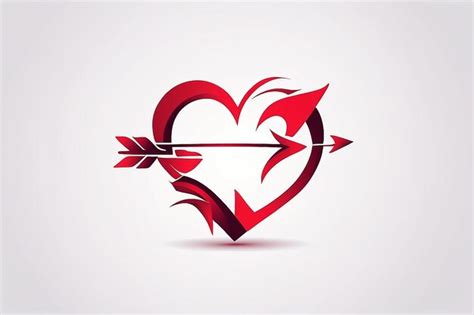 Premium Photo Abstract Love Logo And Arrow Design Vector Red Color