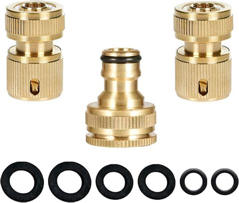 Yibang 8pcs Brass Garden Hose Connector Kit 1 2 Inch And 3 4 Inch