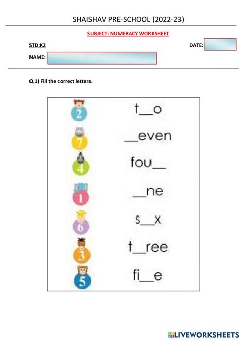 Numeracy worksheet activity | Live Worksheets