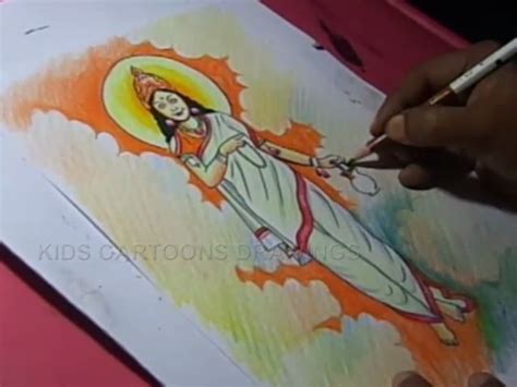 Kids Cartoon Drawings How To Draw Goddess Durga Brahmacharini Drawing