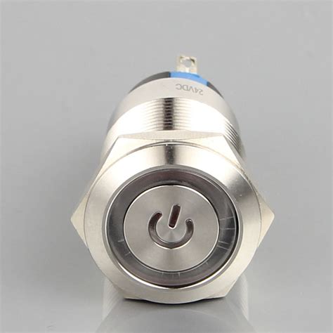 19mm 5pin Momentary Power Symbol Illuminated Metal Push Button Switch