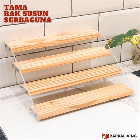 Jual Tama Rak Kayu Aesthetic Display Tempat Parfum Storage Bumbu Dapur