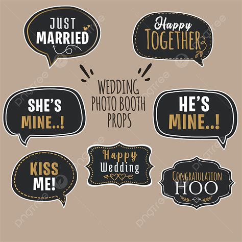 Wedding Props Vector Design Images, Pack Of Wedding Photobooth Props ...