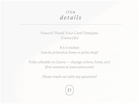 Floral Funeral Thank You Card Template Canva Funeral Service Thank You Memorial Card Template