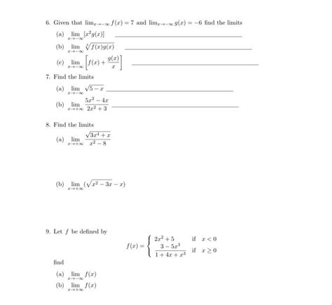 Solved 6 Given That Limfx 7 And Lim Gx 6 Find The