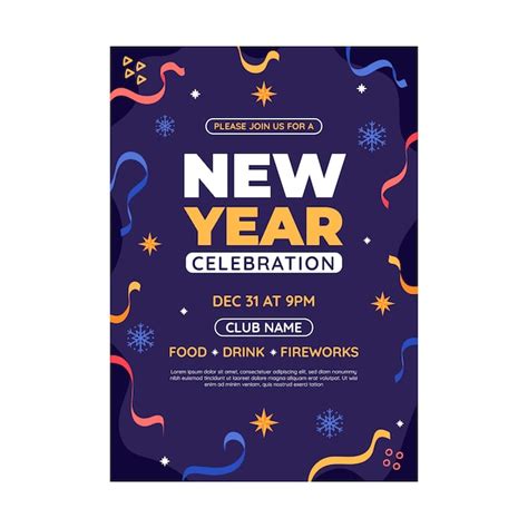 Free Vector Flat New Year Eve S Party Invitation Template