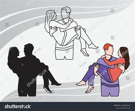 Man Carrying Woman Silhouette Man Carrying Stock Vector Royalty Free