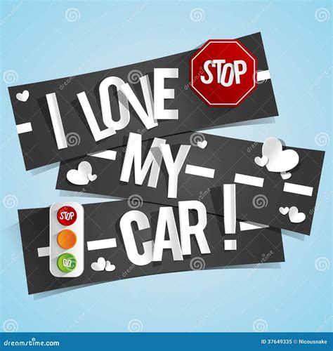 I Love My Car Banners Stock Vector Illustration Of Element 37649335