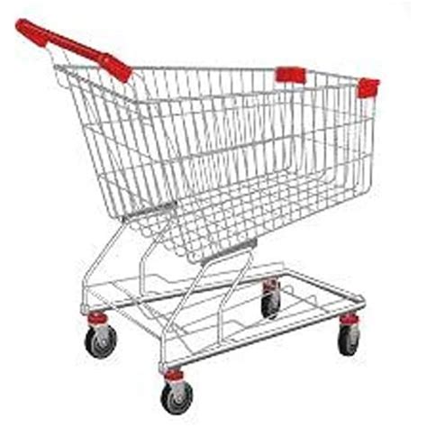 Mild Steel Four Wheel Supermarket Shopping Trolleys Load Capacity