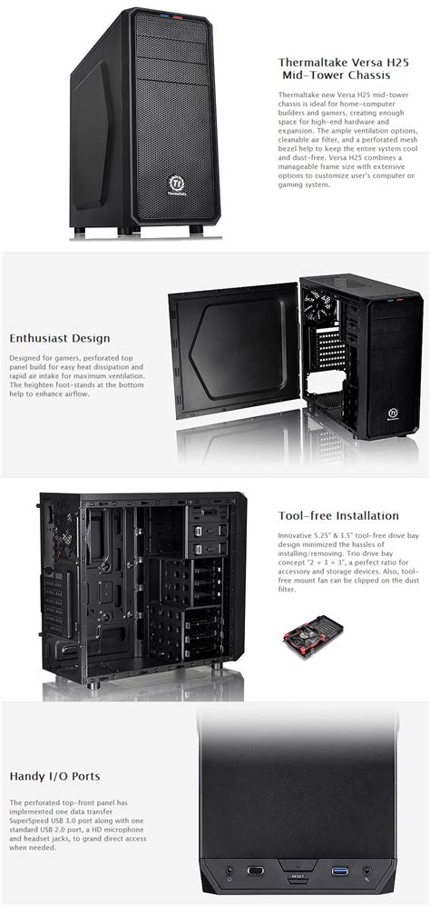 Buy Thermaltake Black Versa H25 Mid Tower Chassis [CA-1C2-00M1NN-00 ...