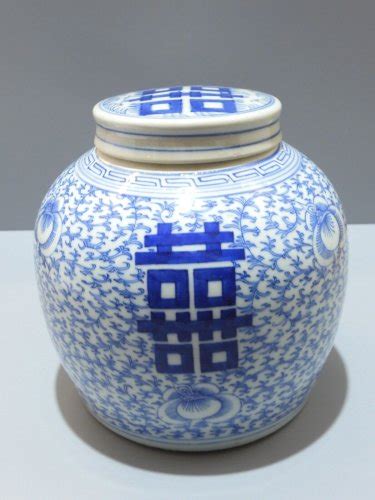 Ancien Grand Pot Gingembre Porcelaine Blanc Bleu Chine Chinese