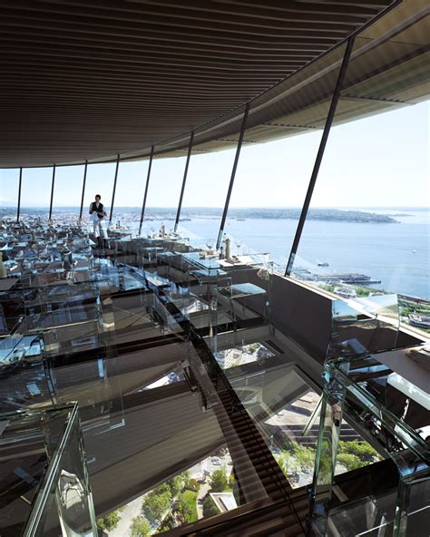 seattle space needle includes glass floors for dining experience at 500 feet