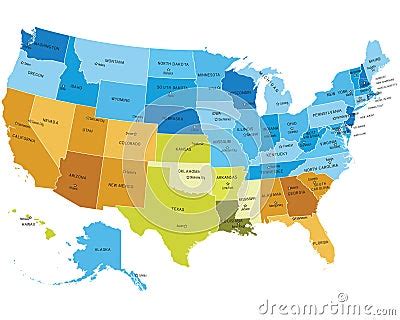 USA Map With Names Of States Vector Illustration | CartoonDealer.com ...