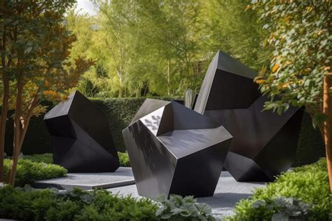 Premium Photo | Modern sculpture garden with abstract and geometric ...