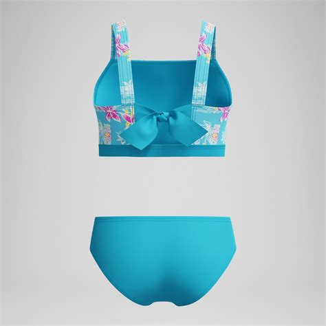 Girls Print Tie Back Bikini Blue Speedo USA