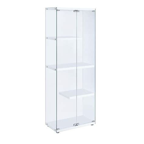 Contemporary 4 Shelf Glass Display Cabinet In Clear With Door Floor Standing Curio Bookshelf