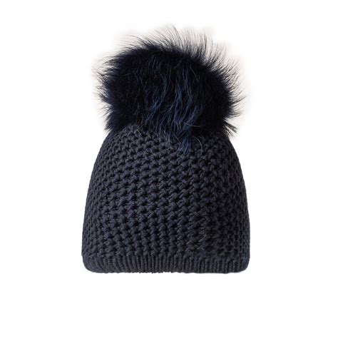 Inverni Cashmere Fur Knit Hat In Marine