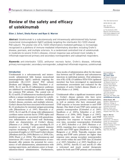 Pdf Review Of The Safety And Efficacy Of Ustekinumab