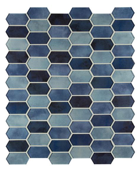 Boathouse Blue Picket Pattern Glass Mosaic Tile Backsplash Accent Wall Shower