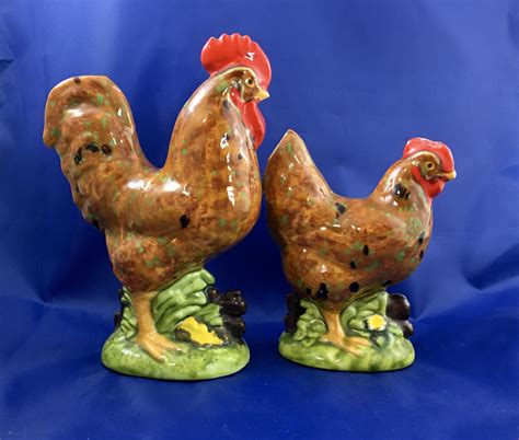 Antique Ceramic Roosterchickenhen Figurine French Country Etsy