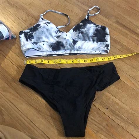 Shein Swim Shein Tie Dye Bikini Set Black And White Poshmark